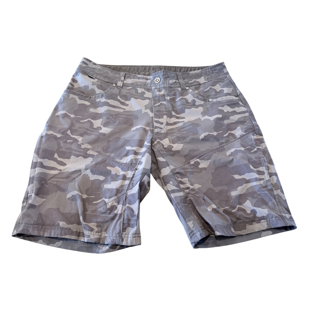 Kuhl Renegade Mens 36 Grey Camo Ripstop Cargo Hiking Shorts Outdoor Utility
